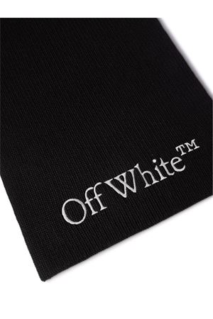 Black virgin wool Bookish scarf OFF WHITE | OMMA052F23KNI0011072